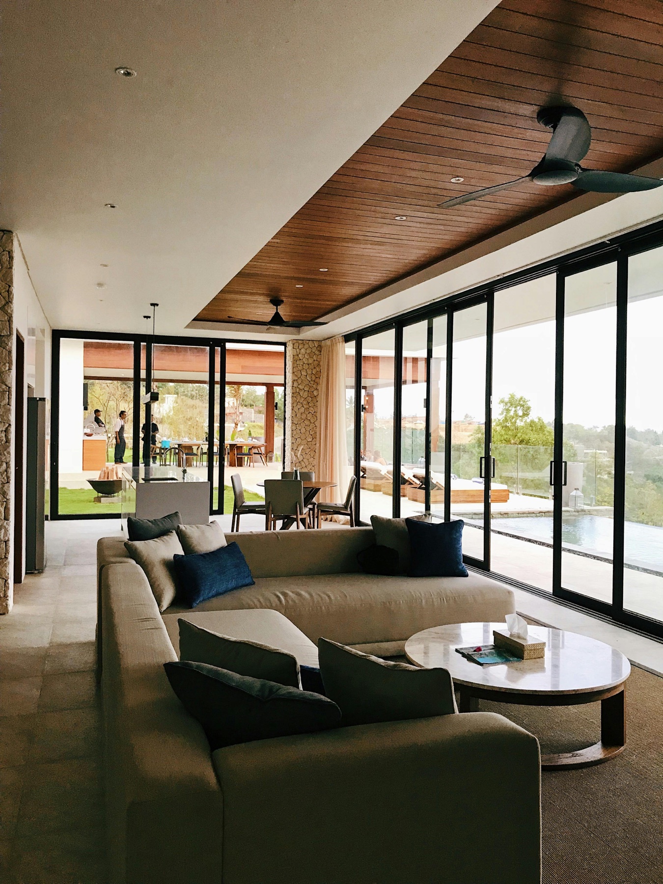 An open-sided villa interior above the coast in Uluwatu