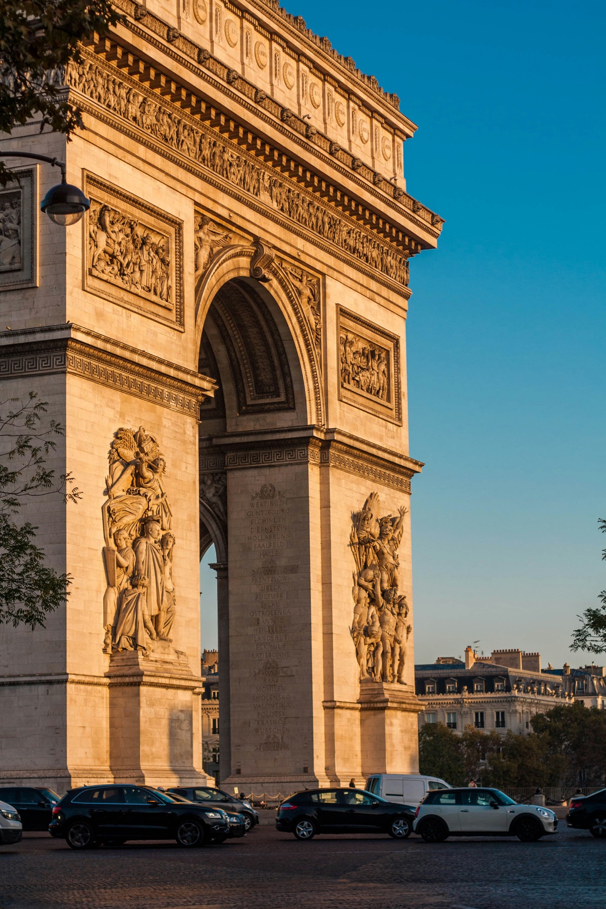 The Arc de Triomphe in late afternoon light